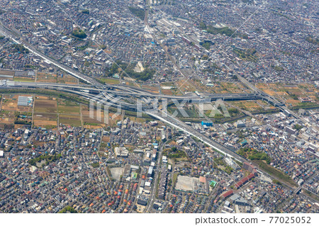 Aerial view of the vicinity of Yokohama Aoba Junction on the Tomei Expressway 77025052