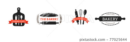 Bakery and pastry shop, cooking logo. Vintage, retro logo design 77025644
