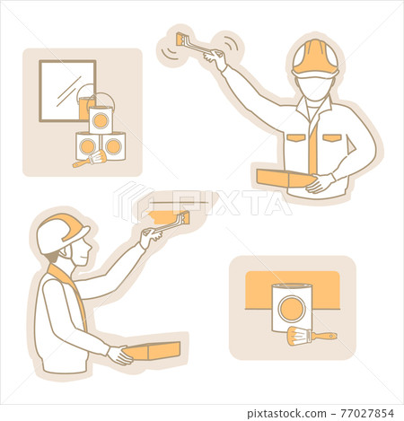 承包商人工作油漆工人 77027854