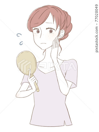Freckle woman with skin problems 77028049