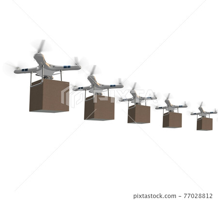 Drones in package delivery concept Drones in package delivery concept 77028812