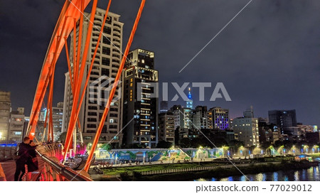 Rainbow Bridge Keelung River Night View 77029012
