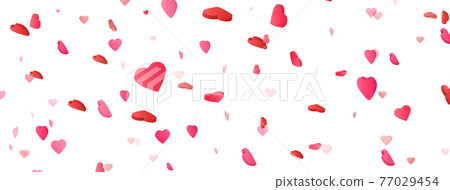 Heart confetti on long banner. Saint Valentine day background. International women celebration party. Birthday, wedding design elements. Romantic card. Honeymoon congratulation. Vector illustration Heart confetti on long banner. Saint Valentine day background. International women celebration party. Birthday, wedding design elements. Romantic card. Honeymoon congratulation. Vector illustration 77029454