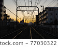 Mt. Fuji at the end of the railroad track 77030322