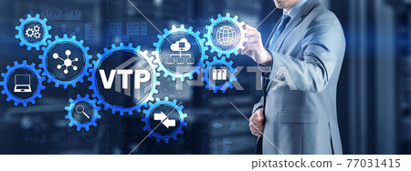 VLAN Trunking Protocol. Technology networks cocept. Blue Background 77031415