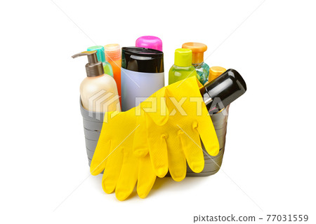 Set of tools for cleaning the house isolated on a white background. 77031559