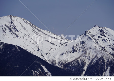 Spring Mt. Ontake seen from the Ontake Panorama Line on Prefectural Road 441, Kosaka-cho, Gero City 77032563