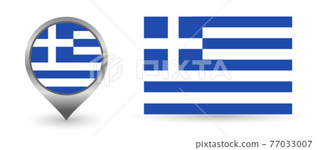 Vector flag Greece. Location point with flag Greece inside. Vector flag Greece. Location point with flag Greece inside. 77033007