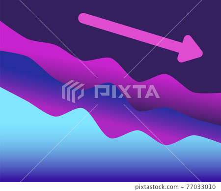 Financial graph with three line moving down and arrow. Modern futuristic design 77033010