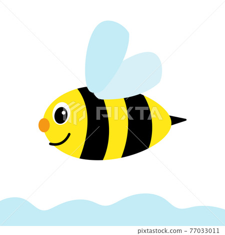 Happy cartoon bee flying through the sky. A simple funny bee. Happy cartoon bee flying through the sky. A simple funny bee. 77033011