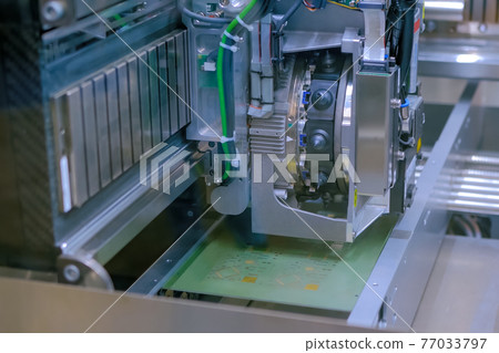 Automatic SMD pick and place machine assembling computer circuit board 77033797