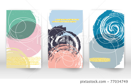 Watercolor effect design cover. Set of abstract hand drawn geometric shapes. Watercolor effect design cover. Set of abstract hand drawn geometric shapes. 77034749