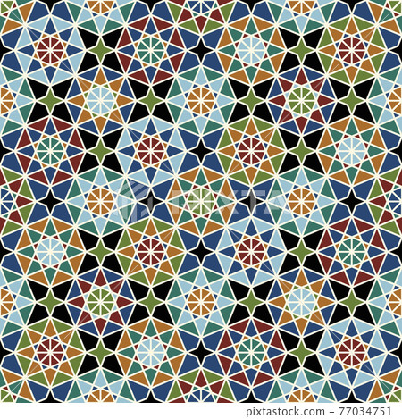 Arabesque seamless mosaic pattern. Morocco mosaic abstract background. Arabesque seamless mosaic pattern. Morocco mosaic abstract background. 77034751