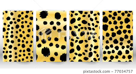 Set of leopard print. Panther skin. Retro fabric pattern. Spotted fur texture. Print leopard. Set of leopard print. Panther skin. Retro fabric pattern. Spotted fur texture. Print leopard. 77034757