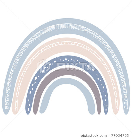 Cute rainbow in scandinavian style. Watercolor effect rainbow isolated on a white background. Modern art. 77034765
