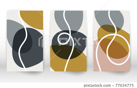 Modern abstract painting. Set of geometric shapes. Abstract hand drawn watercolor effect design elements. Modern art print. Contemporary design with doodle shapes. 77034775