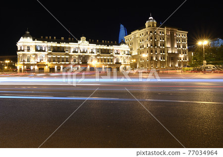 Night streets of Baku.Azerbaijan. Night streets of Baku.Azerbaijan. 77034964