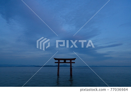 Shirahige Shrine in Shiga Prefecture under the Pink Moon 77036984
