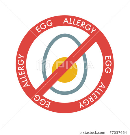 Egg allergy red warning sign, sticker or label. 77037664