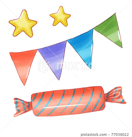Set single cartoon candies lollipop, candy cane, bonbon, marmalade teddy bear, licorice, candied fruit. collection of icon illustration 77038022