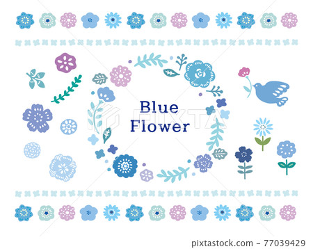 Cute flower frame set blue Cute flower frame set blue 77039429