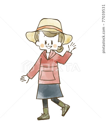 Women in outdoor wear Women in outdoor wear 77039531