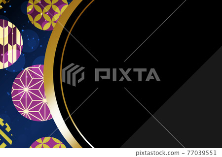 Japanese-style background rectangular black & gold 77039551