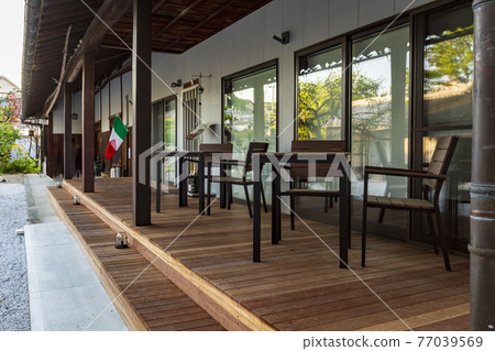 Japanese house wood deck 77039569