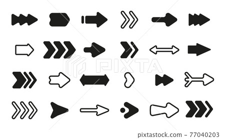 Black arrow line pointer icon play app set vector Black arrow line pointer icon play app set vector 77040203