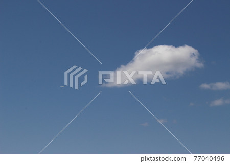 Clear sky, clouds, airplanes 77040496