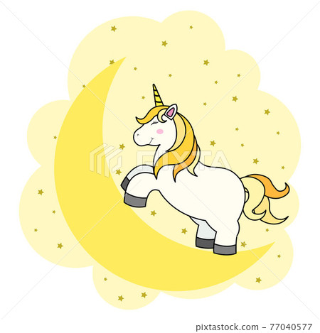 Cute Cartoon Unicorn on Cloud and Rainbow For... - Stock Illustration  [77040577] - PIXTA