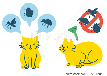 Illustration of a cat that prevents parasites Illustration of a cat that prevents parasites 77042045