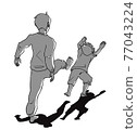 Illustration of a child being kicked / child abuse 77043224