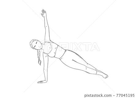 Woman in side plank pose. Yogi woman in vasisthasana isolated in white background. Vector illustration Woman in side plank pose. Yogi woman in vasisthasana isolated in white background. Vector illustration 77045195