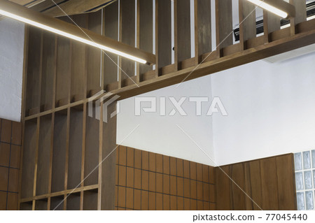 Comfortable co-working space interior with wooden Comfortable co-working space interior with wooden 77045440