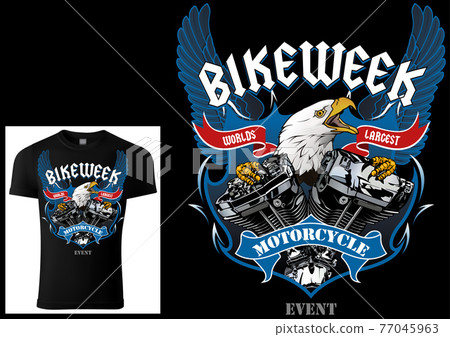 T-shirt Design for Bikers with Eagle and Engine T-shirt Design for Bikers with Eagle and Engine 77045963