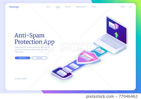 Anti spam protection app isometric landing page Anti spam protection app isometric landing page 77046462