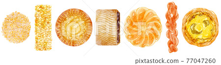 手繪水彩風格的中式點心插畫 77047260