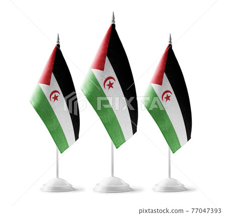 Set of Sahrawi national flags on a white background 77047393