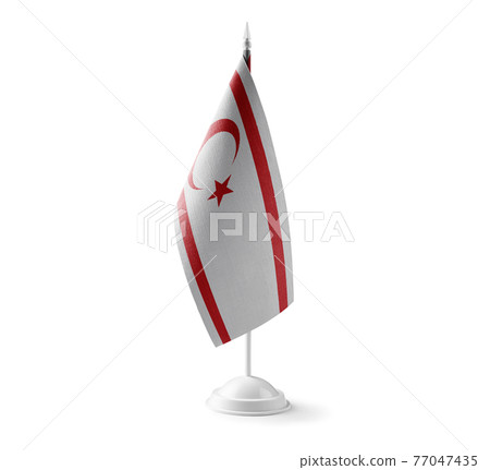 Small national flag of the Northern Cyprus on a white background 77047435