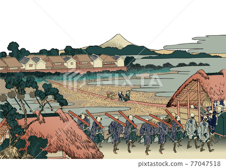Katsushika Hokusai image Osamu Senju Hanamachi view Nofuji white background 77047518