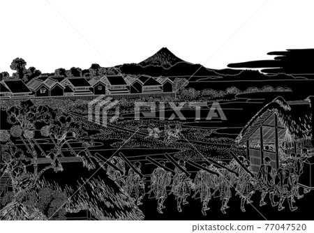Katsushika Hokusai 圖像 Osamu Senju Hanamachi 視圖 Nofuji 線反轉白色背景 77047520