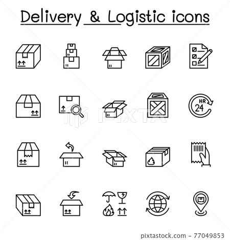 Delivery and Logistic icon set in thin line style Delivery and Logistic icon set in thin line style 77049853