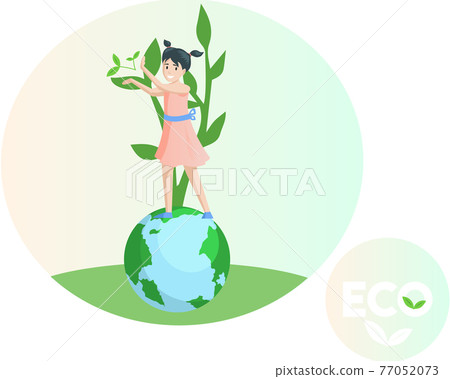 Climate and weather change of planet. Eco friendly, biodiversity, conservation and environmental protection 77052073