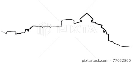 Ancient city on rock. Vector drawing Ancient city on rock. Vector drawing 77052860