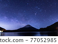 Milky Way over Lake Shoji and Mt. Fuji 77052985