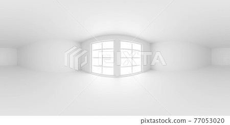 full 360 panorama of empty white hall room without furniture seamless spherical hdri hdr panorama 3d render illustration 77053020