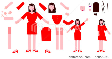 Female body assembly vector set Female body assembly vector set 77053040