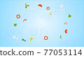 Blue background with pizza food elements 77053114