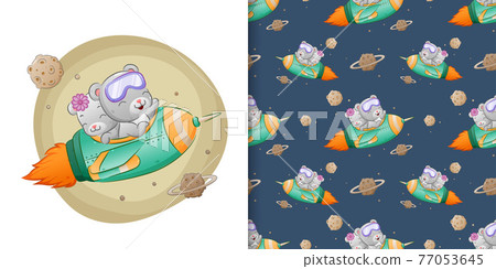 The seamless of the sibling bear are using the rocket to the space The seamless of the sibling bear are using the rocket to the space 77053645